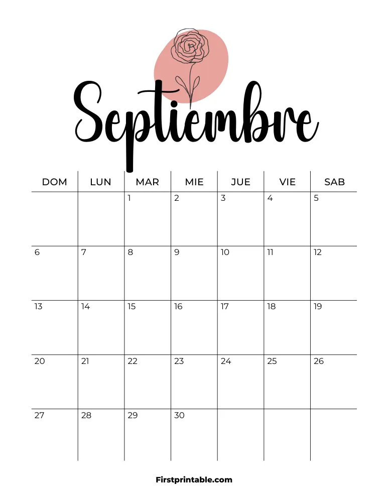 Spanish Printable September Calendar 2026 Template 32