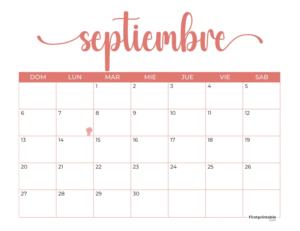 Spanish Printable September Calendar 2026 Template 38