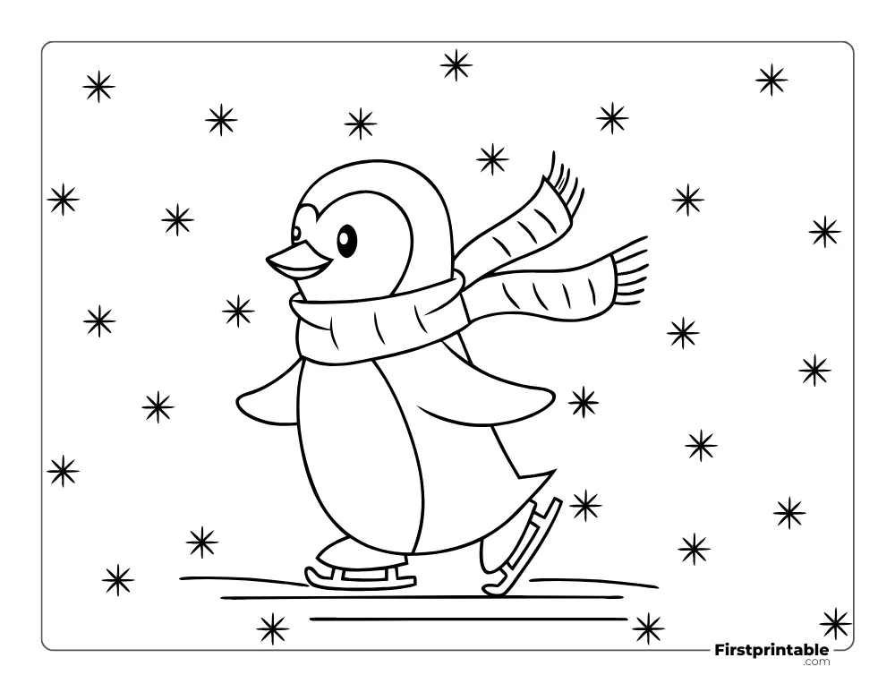 Cute Penguin inWinter to Color