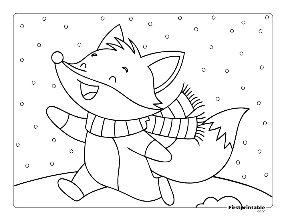 Winter Fox Coloring Page