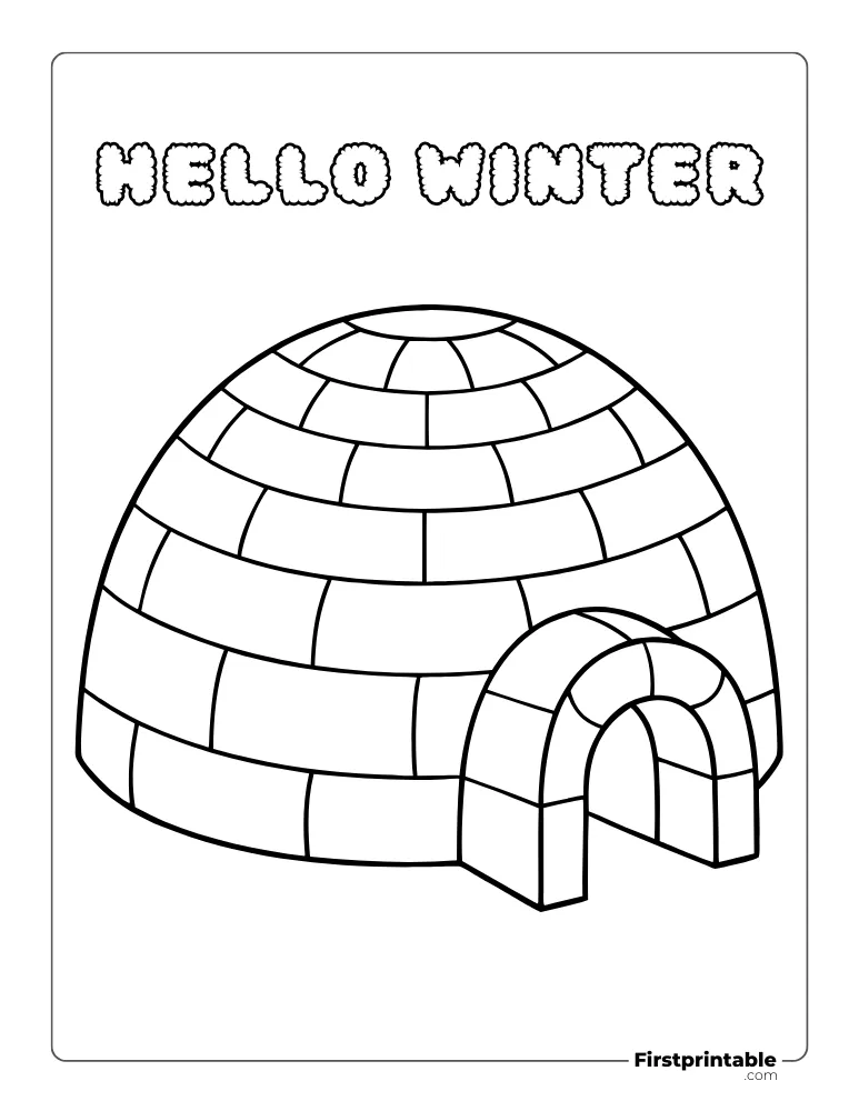 Igloo Coloring Page for Kids