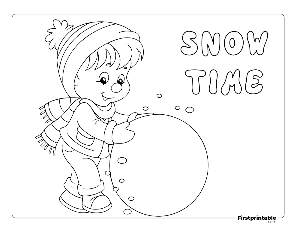 Child Rolling Snowball to Color
