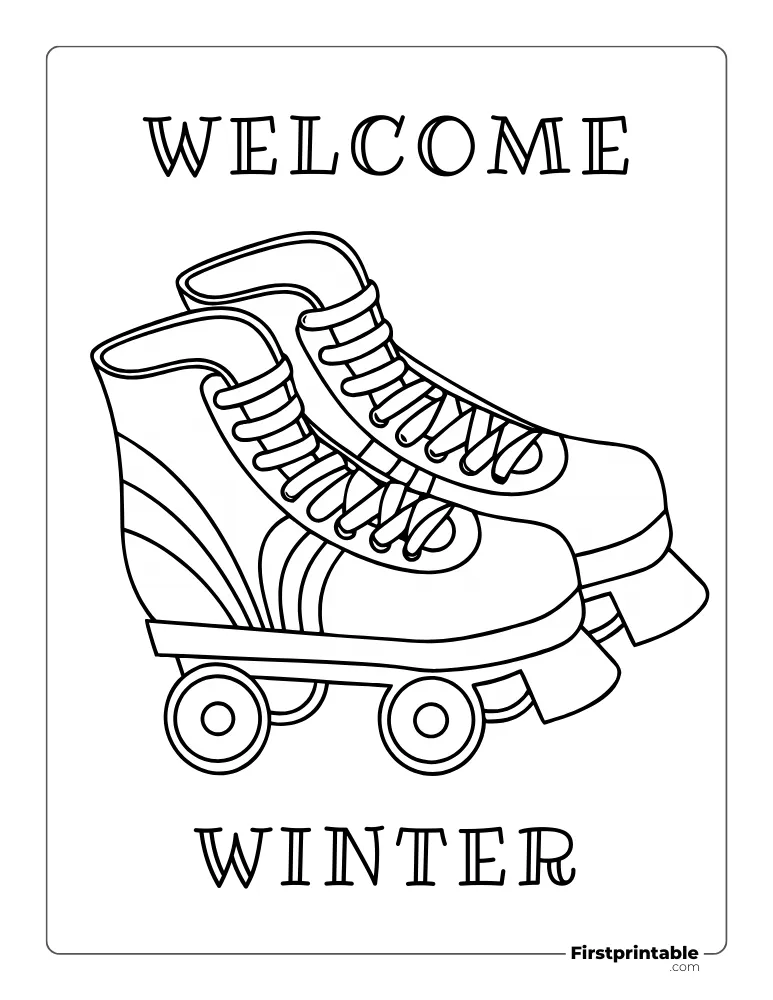 Winter Ice Skates Coloring Sheet