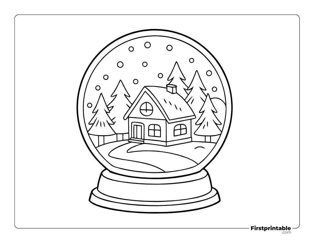 Winter Snow Globe Coloring Page