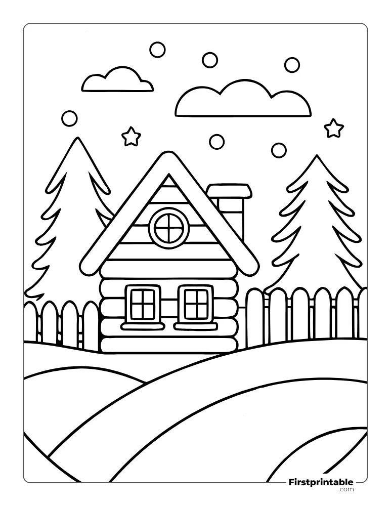 Color the Cozy Winter Cabin