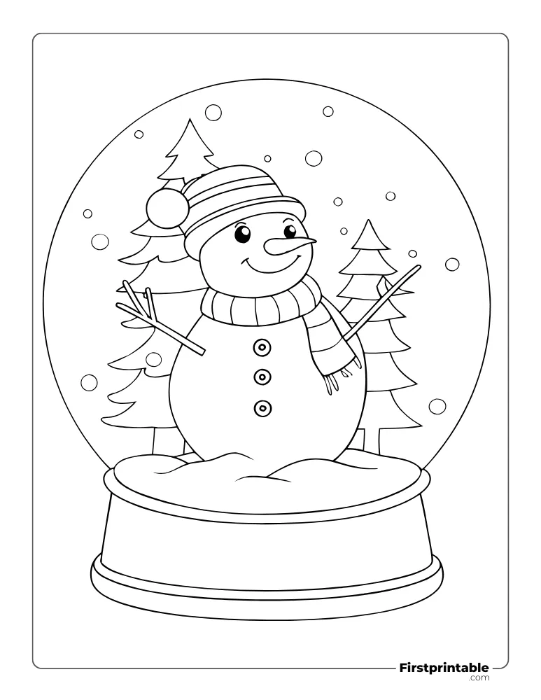 Cute Winter Snow Globe Coloring Page