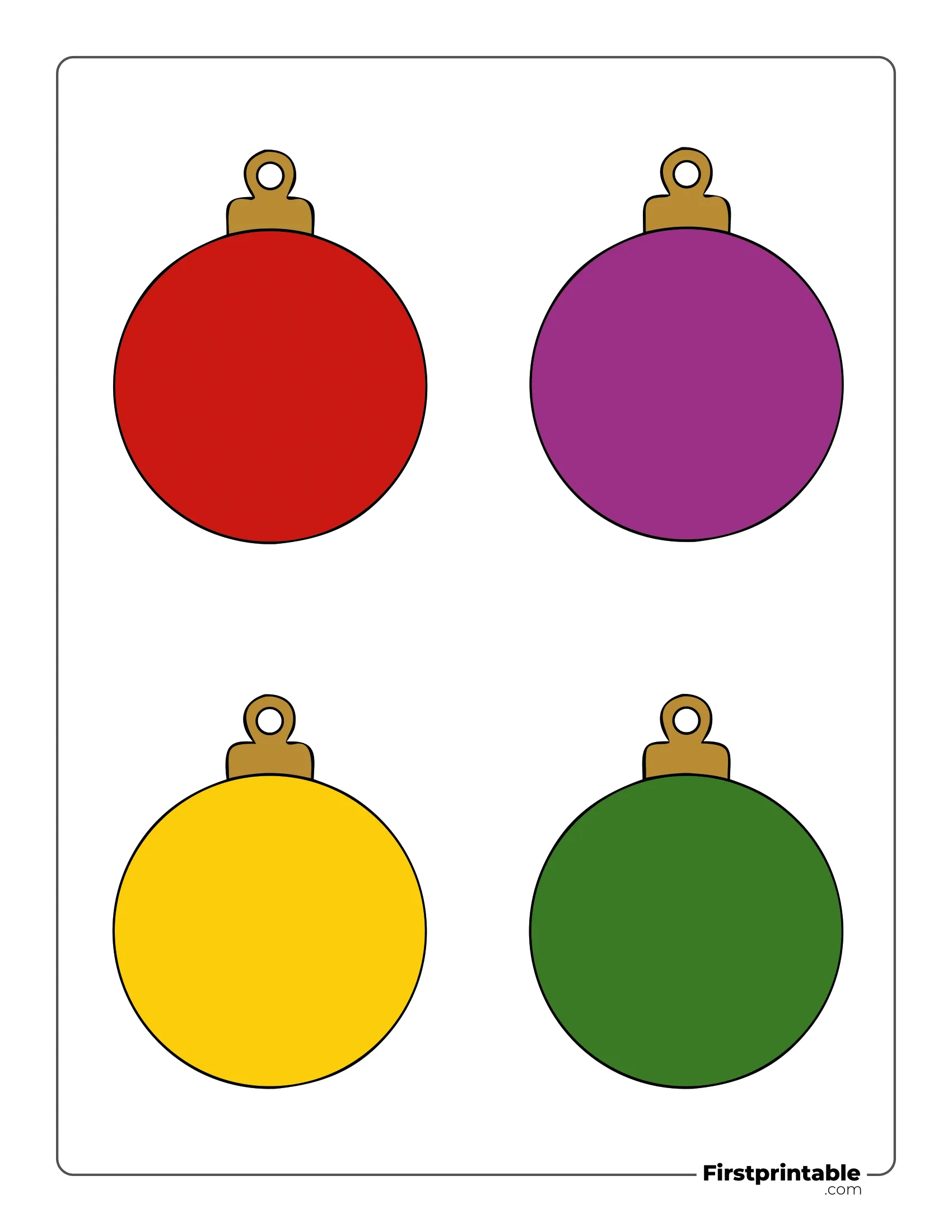 Blank Christmas Ball Template - Large Colored