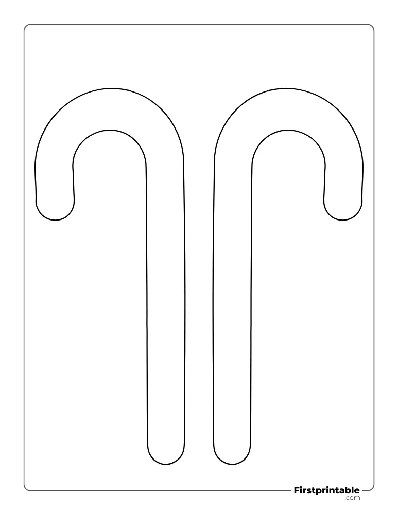 Two Candy Cane Template - Full Page Outline