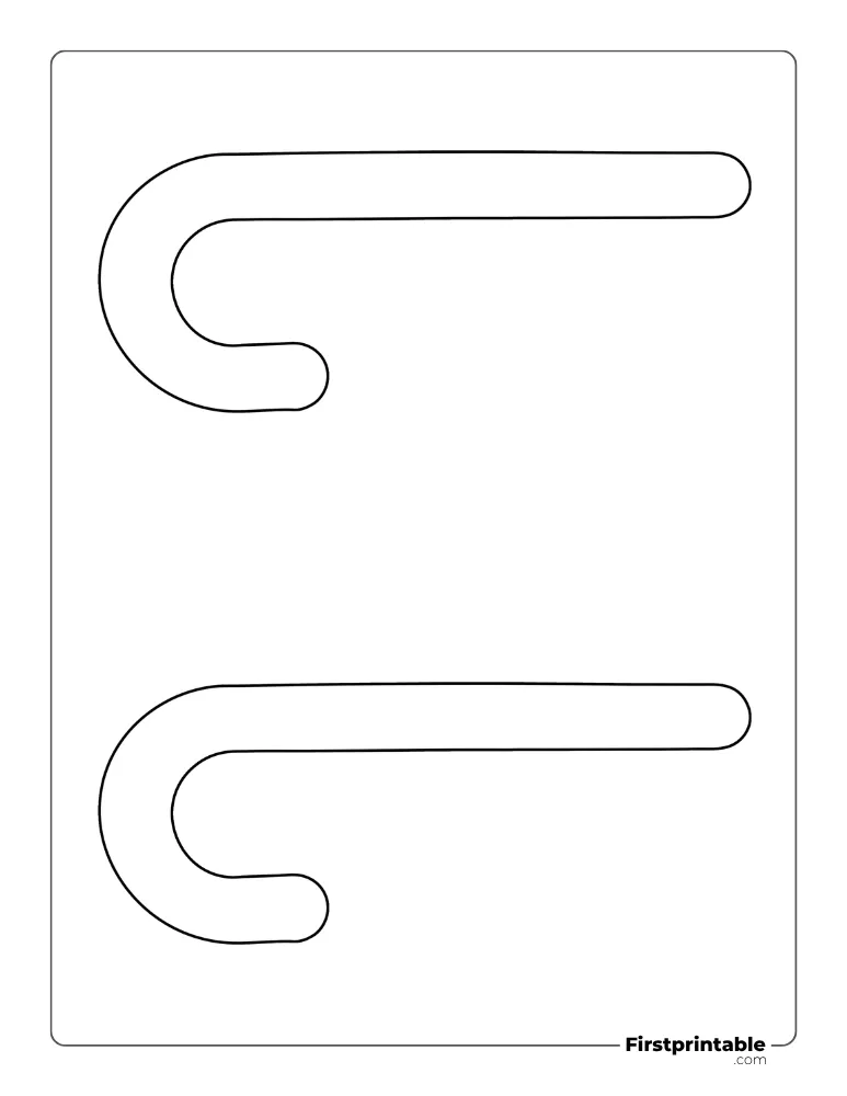 Candy Cane Template - Medium Outline