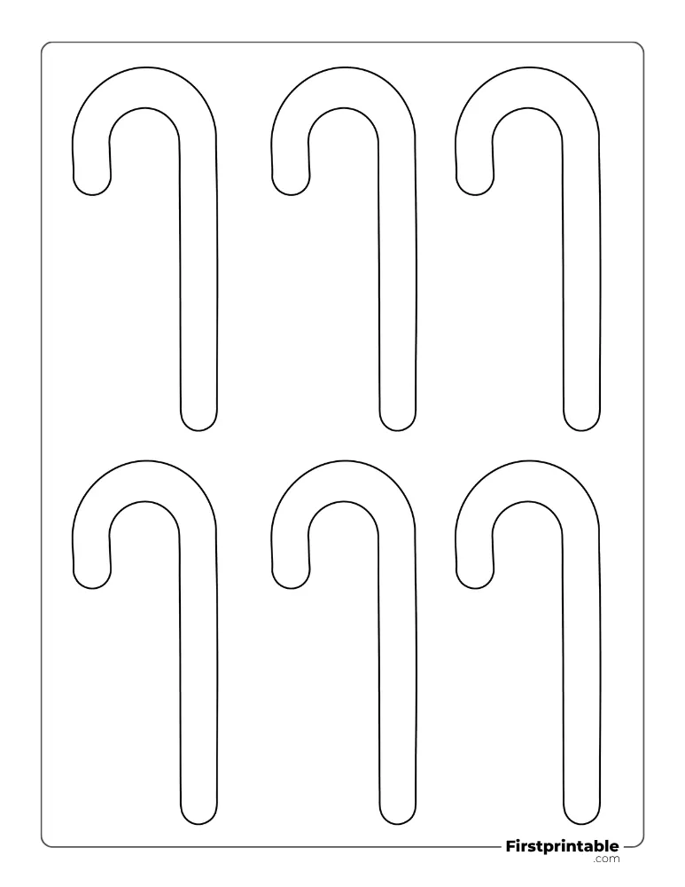 Candy Cane Template - Small Outline