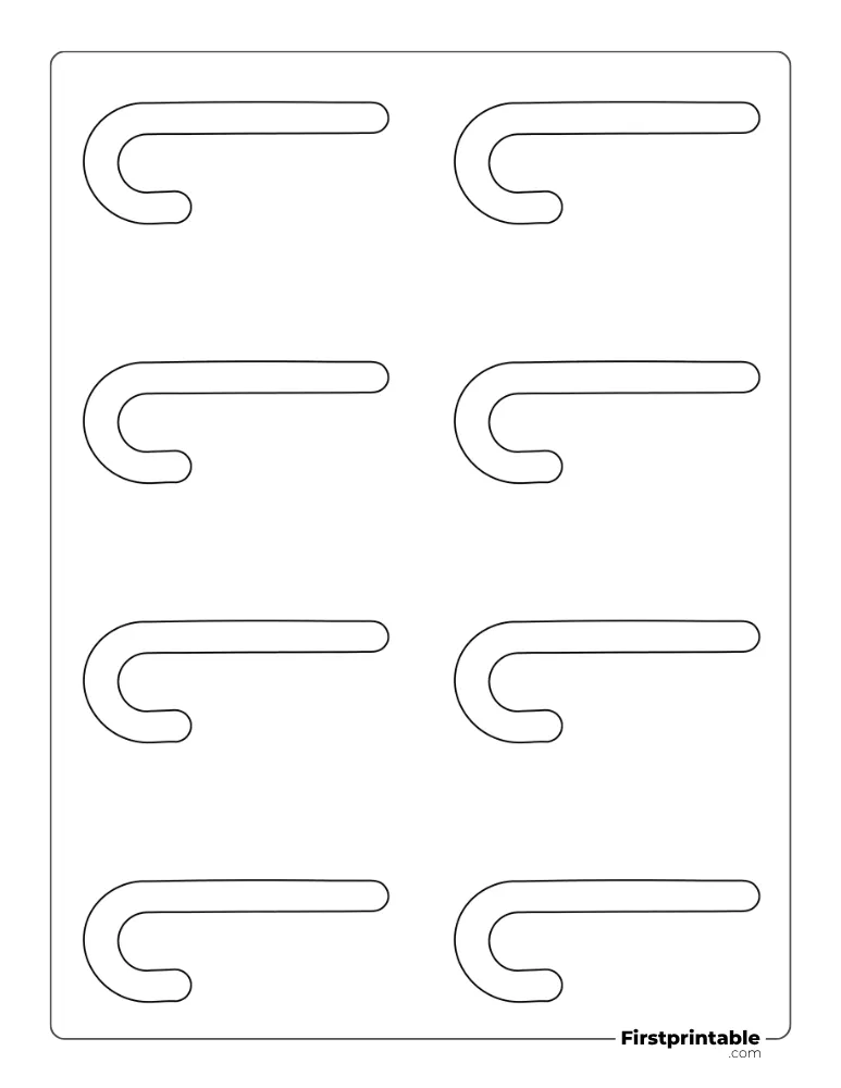 Candy Cane Template - XS Outline