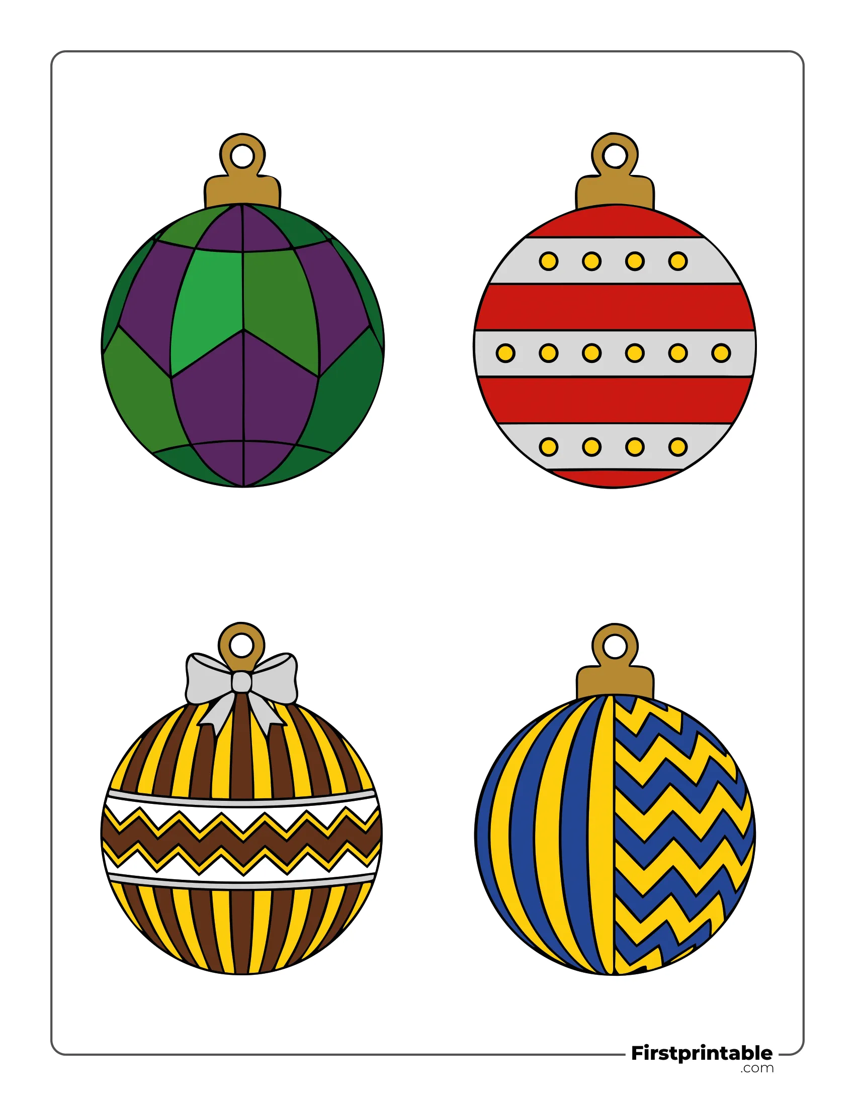 Patterned XMas Ornaments - Large Colored