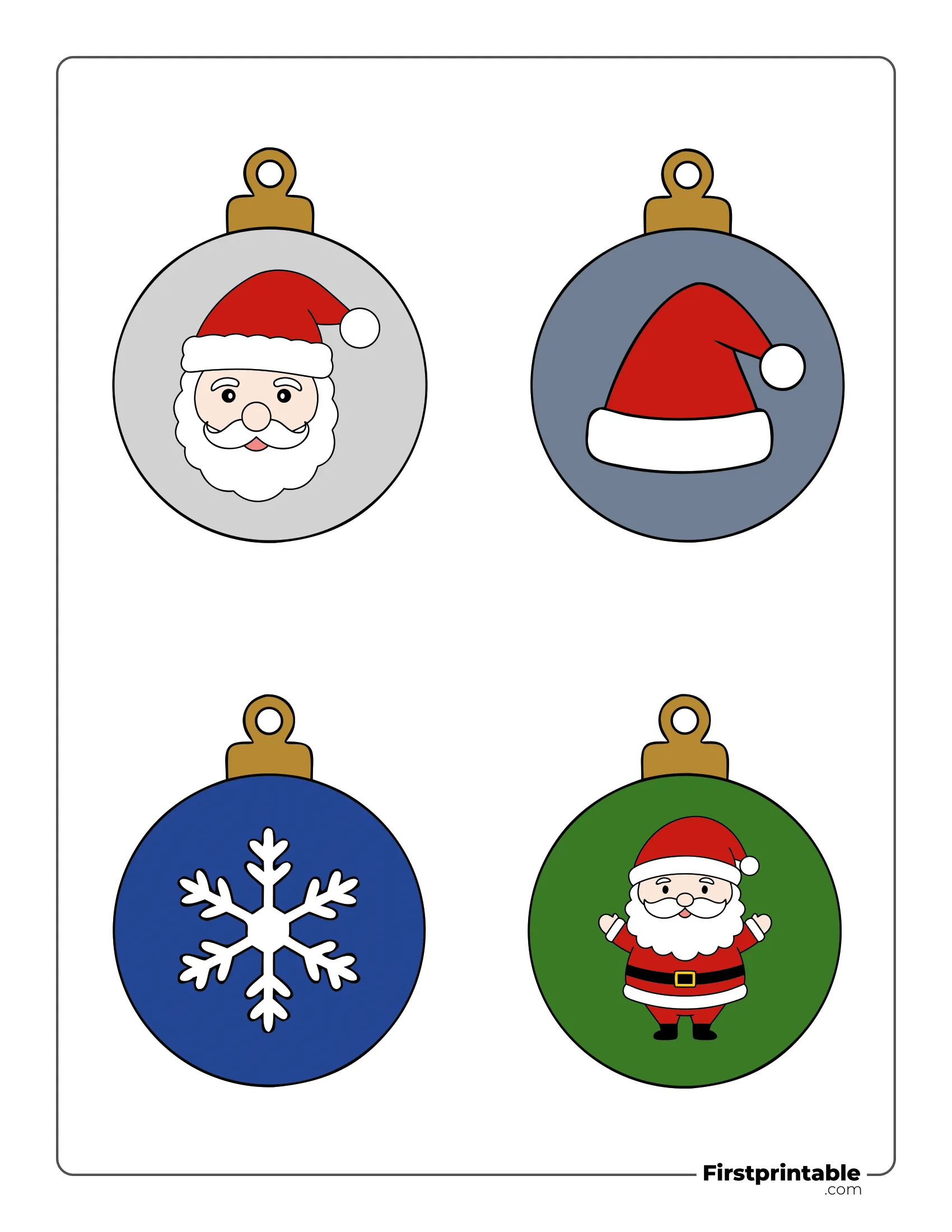 Xmas Ball Template - Large Colored (Santa, Hat and Snowflake)