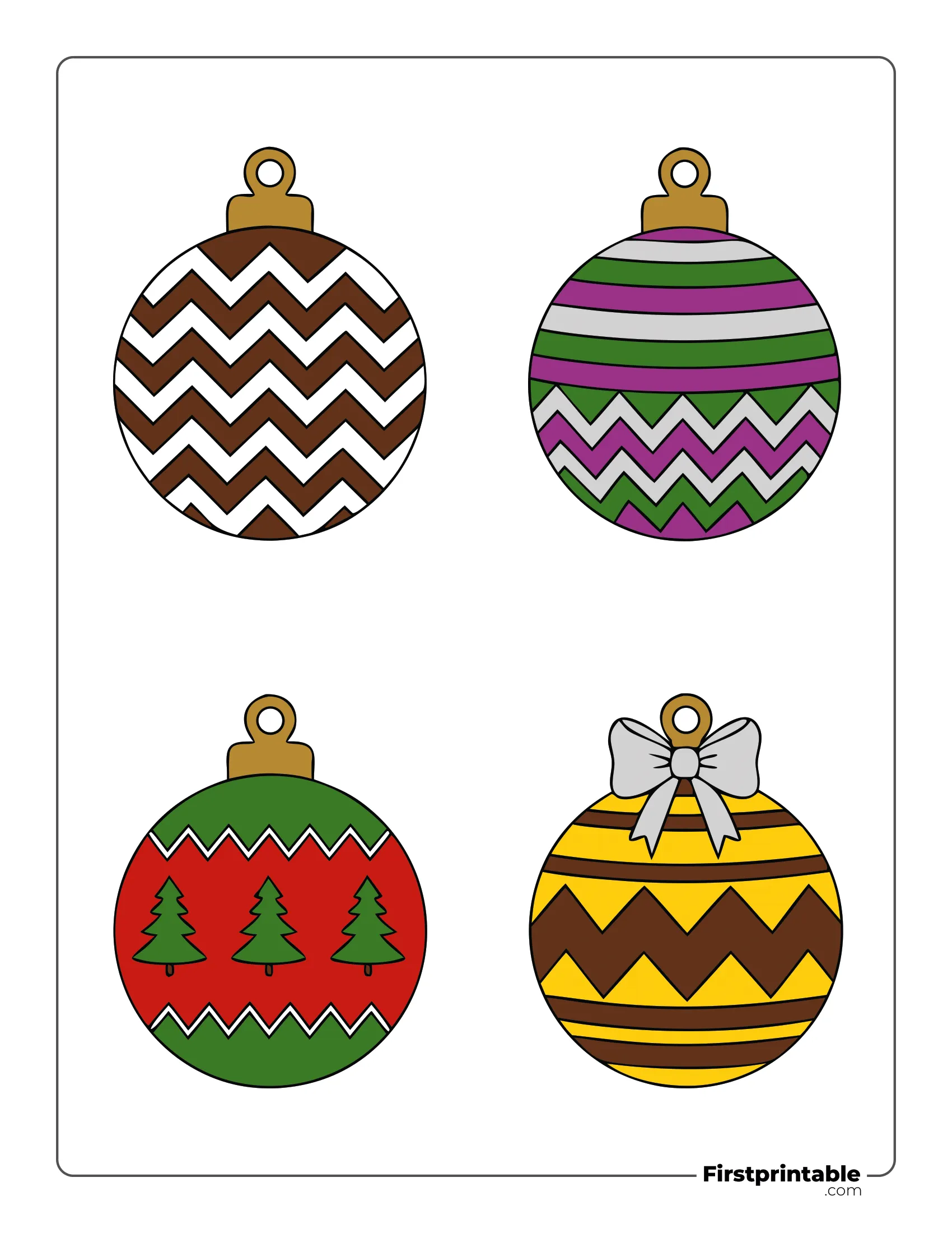 Ball Template - Large Colored (Christmas Tree, Bow, Chevron)