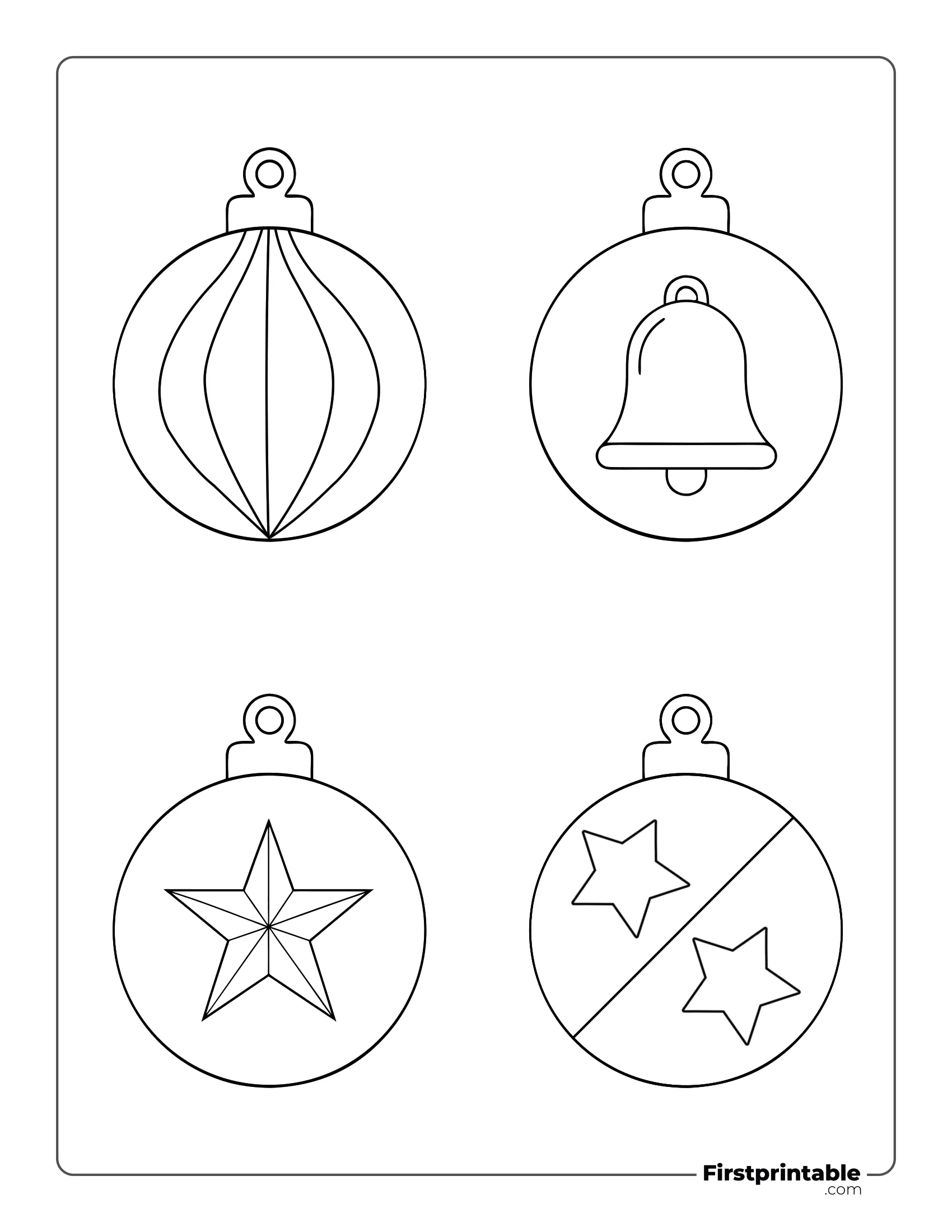Printable Christmas Ornaments - Large Outline (Light, Bell, Star)