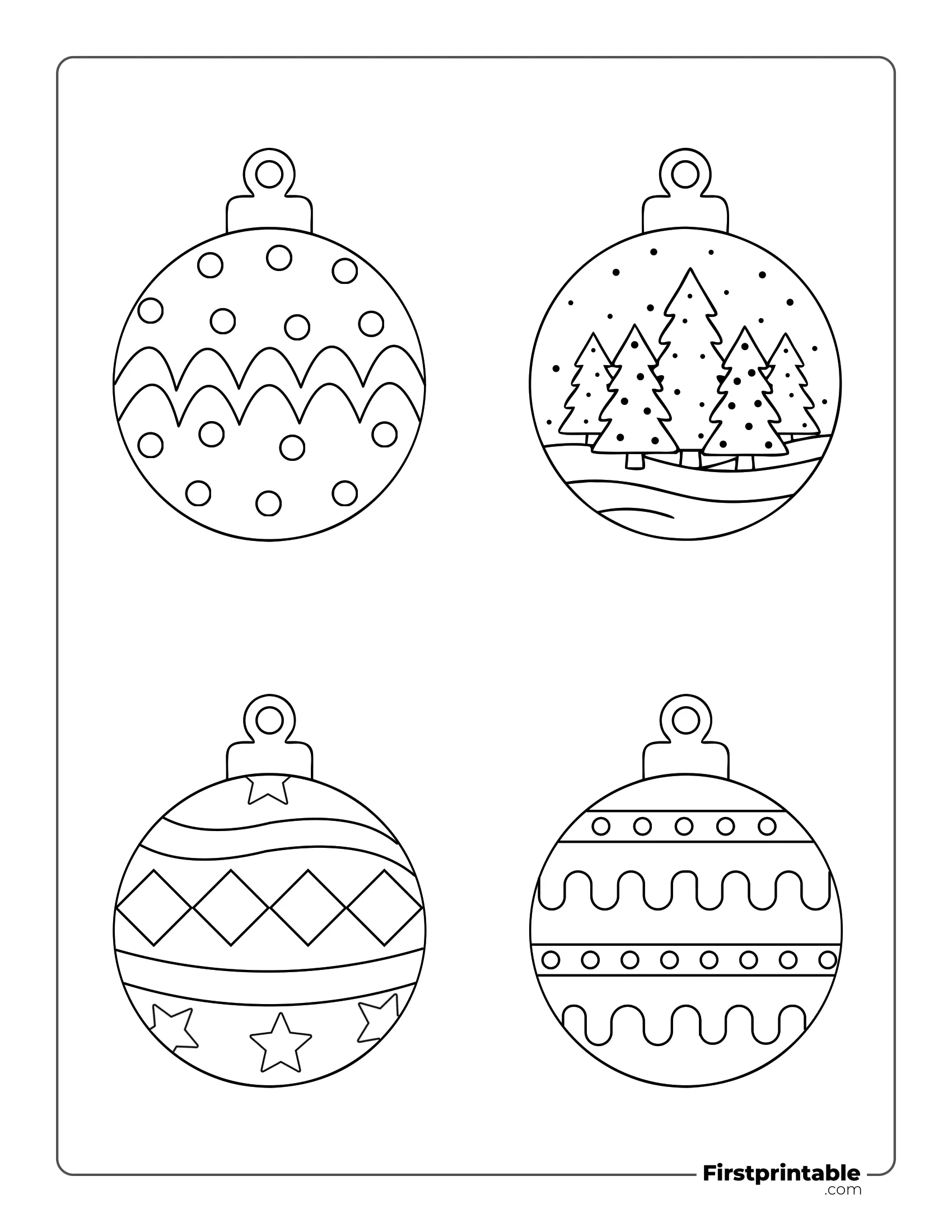 Round Christmas Ball Template - Large Outline