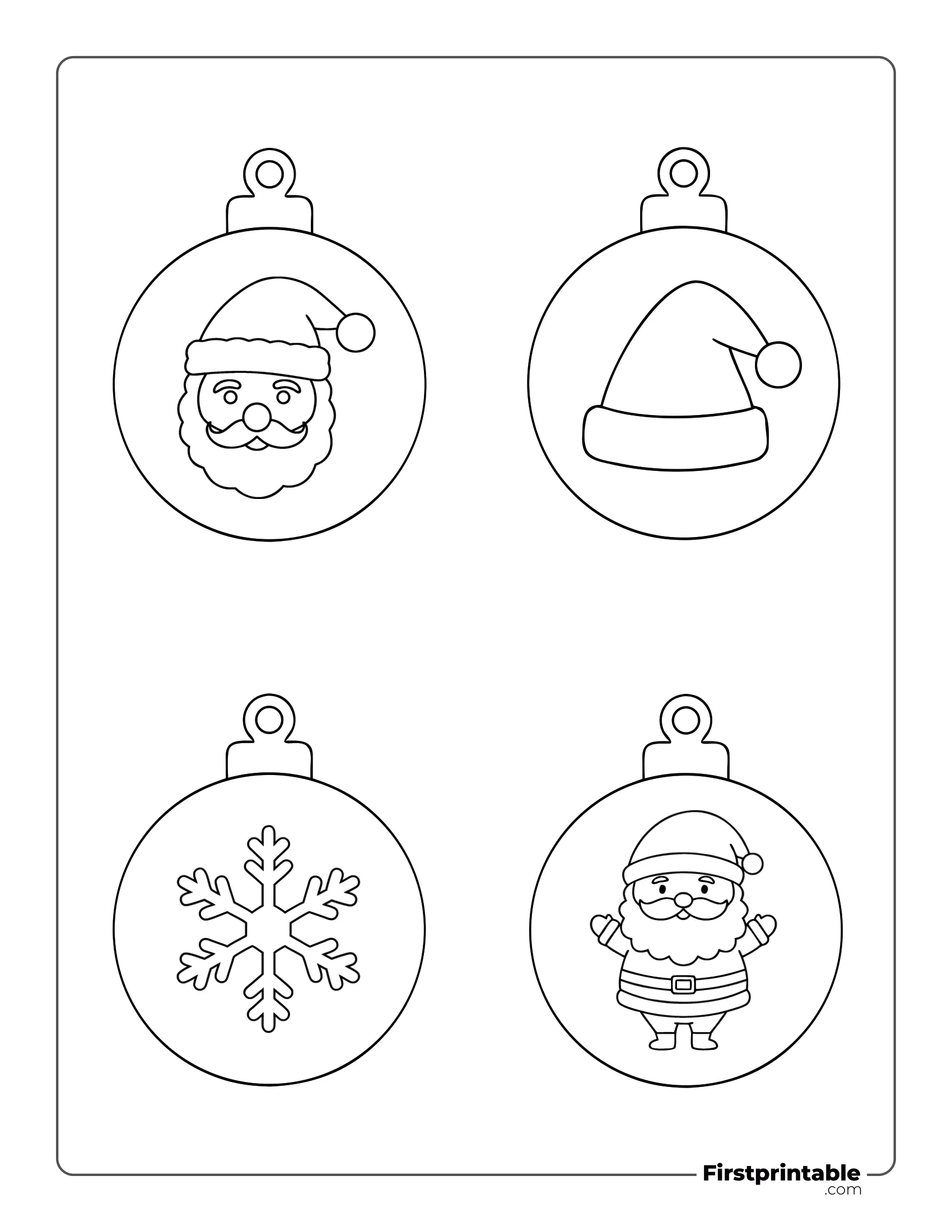 XMas Ball Template - Large Outline (Santa, Hat and Snowflake)