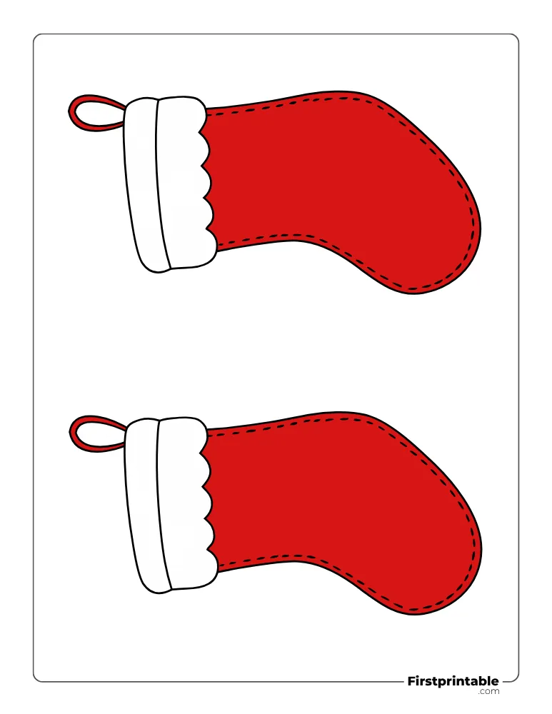Christmas Stocking Template - Medium Colored Christmas Stocking Template - Medium Colored