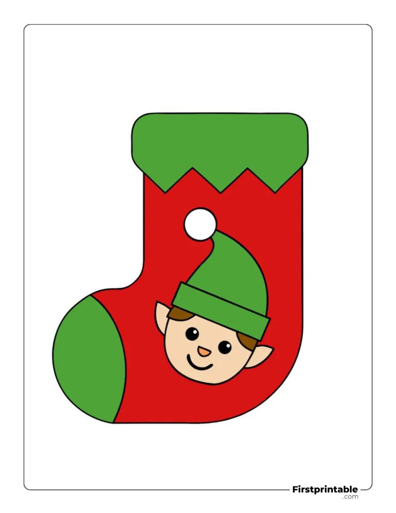 Christmas Stocking Template - Elf - Large Colored Christmas Stocking Template - Elf - Large Colored