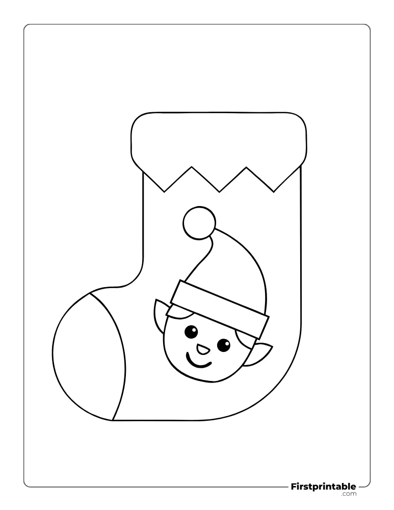 Christmas Stocking Template - Elf - Large Outline Christmas Stocking Template - Elf - Large Outline
