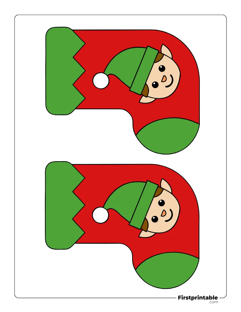 Christmas Stocking Template - Elf - Medium Colored Christmas Stocking Template - Elf - Medium Colored