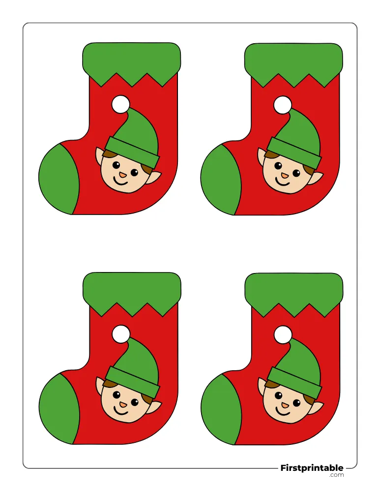 Christmas Stocking Template - Elf - Small Colored Christmas Stocking Template - Elf - Small Colored