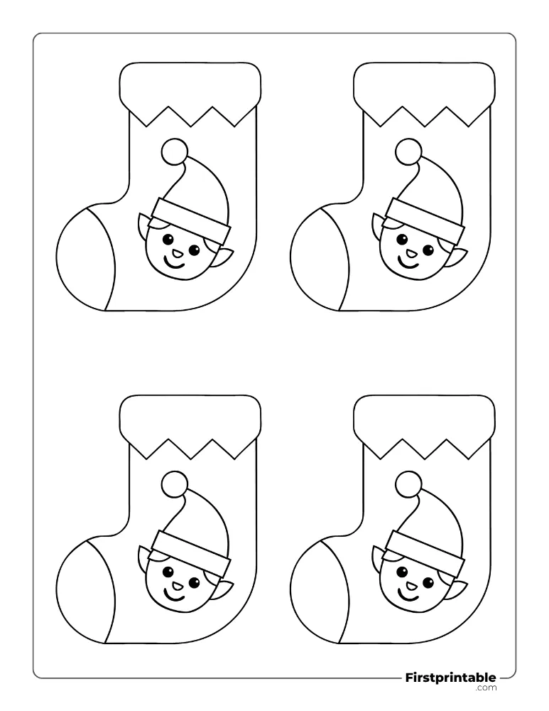 Christmas Stocking Template - Elf - Small Outline Christmas Stocking Template - Elf - Small Outline
