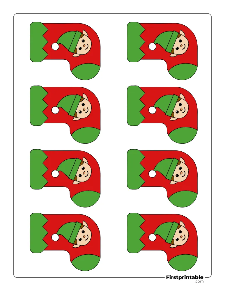 Christmas Stocking Template - Elf - XS Colored Christmas Stocking Template - Elf - XS Colored