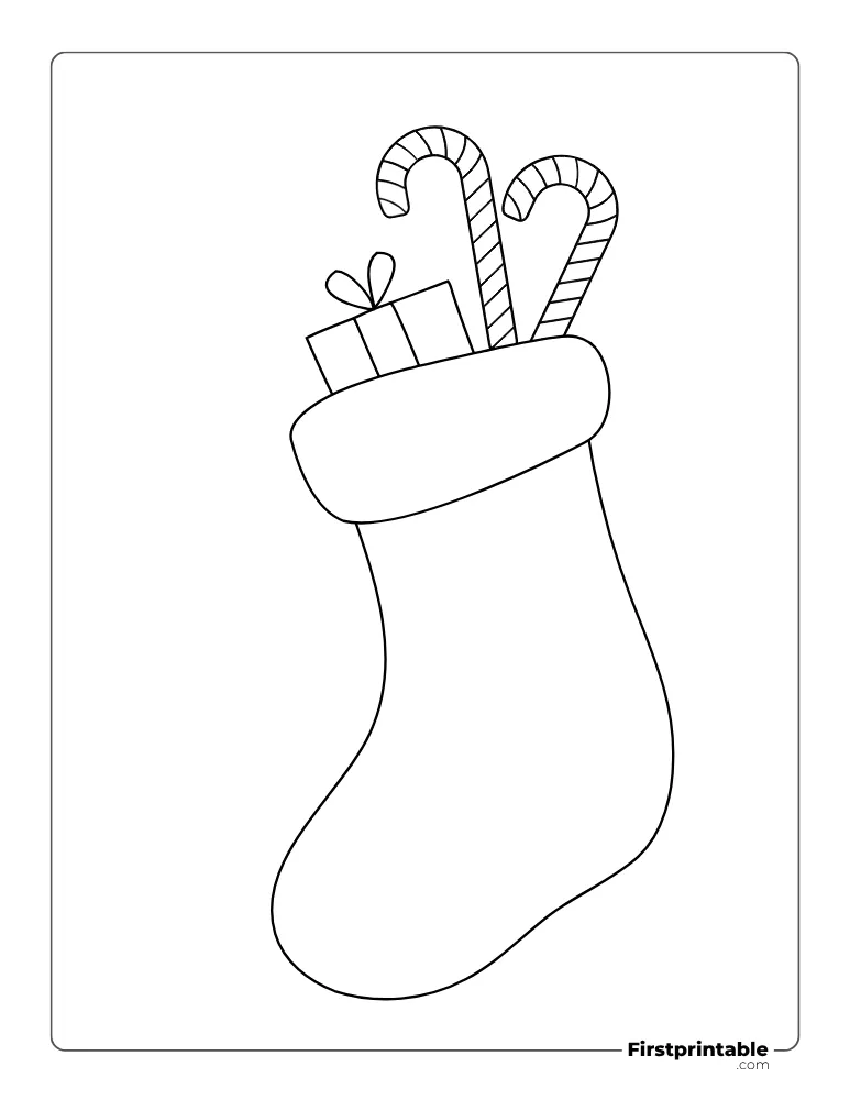Christmas Stocking with Candy Cane Template - Large Outline Christmas Stocking with Candy Cane Template - Large Outline