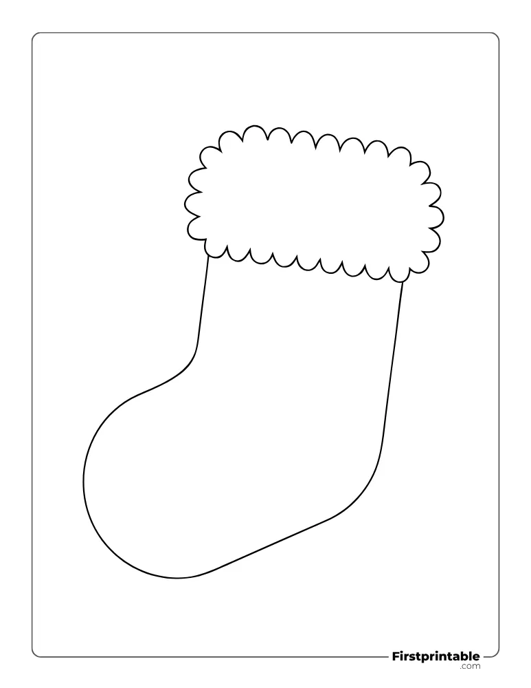 Christmas Stocking with Fur Template - Large Outline Christmas Stocking with Fur Template - Large Outline