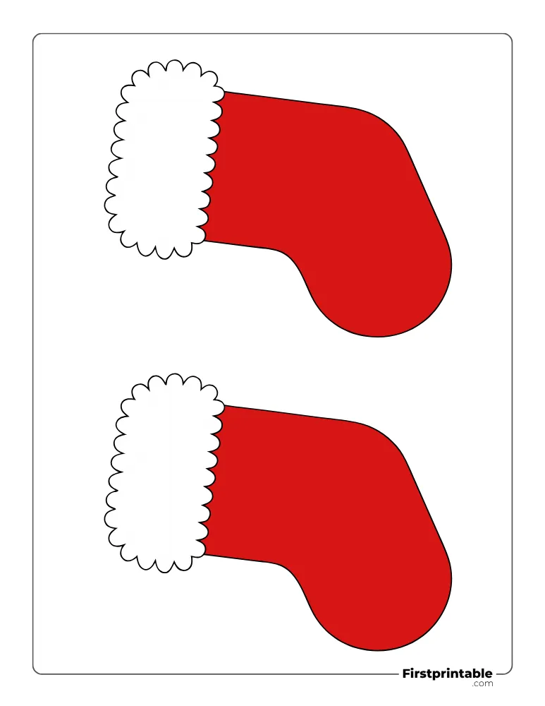 Christmas Stocking with Fur Template - Medium Colored Christmas Stocking with Fur Template - Medium Colored