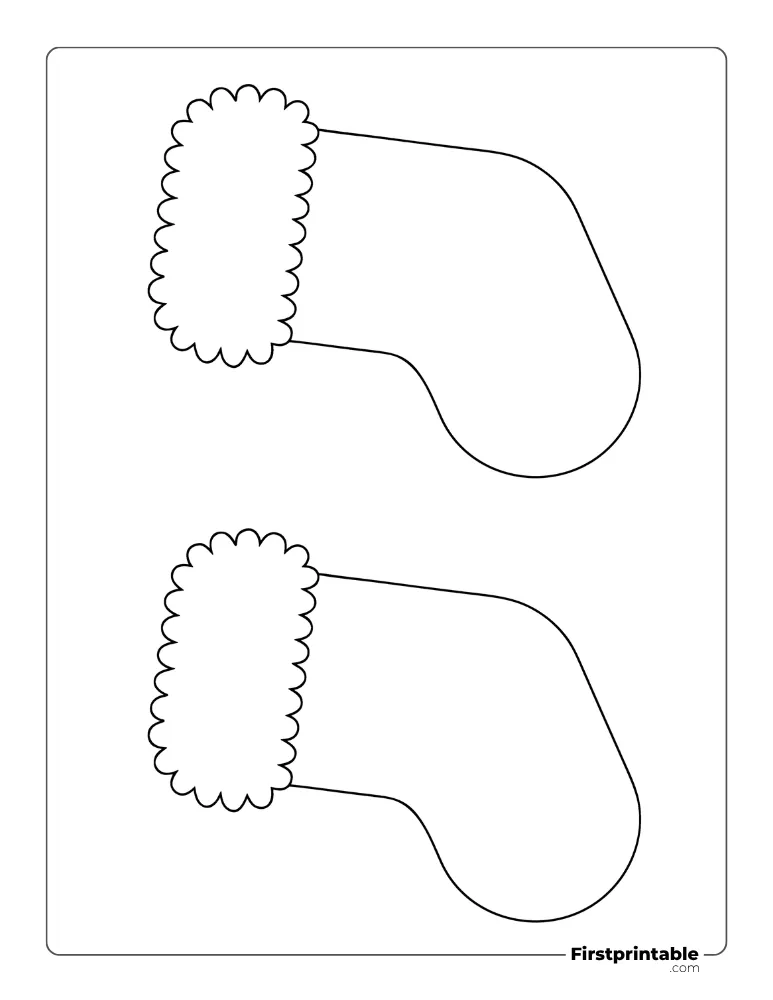 Christmas Stocking with Fur Template - Medium Outline Christmas Stocking with Fur Template - Medium Outline