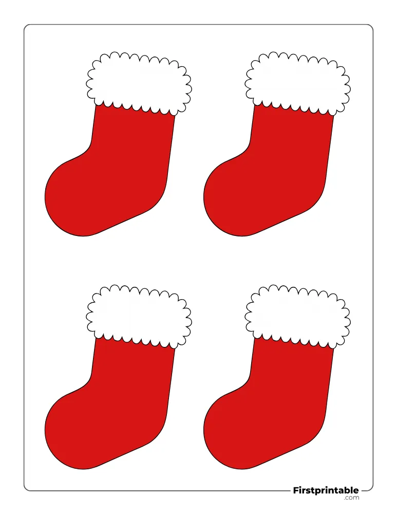 Christmas Stocking with Fur Template - Small Colored Christmas Stocking with Fur Template - Small Colored