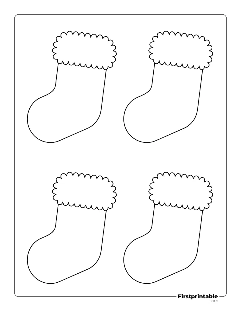 Christmas Stocking with Fur Template - Small Outline Christmas Stocking with Fur Template - Small Outline