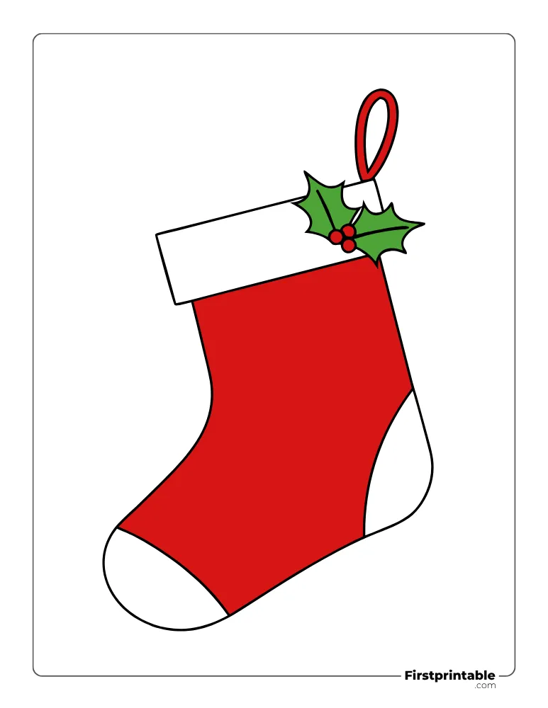 Christmas Stocking with Mistletoe Template - Large Colored Christmas Stocking with Mistletoe Template - Large Colored