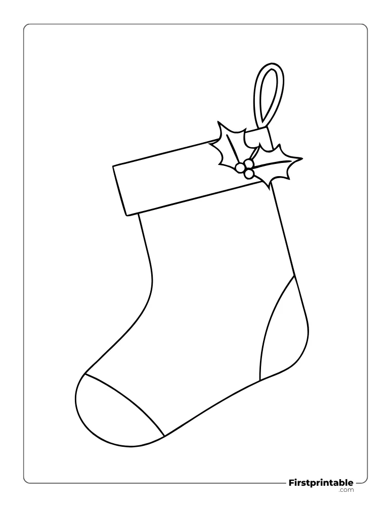 Christmas Stocking with Mistletoe Template - Large Outline Christmas Stocking with Mistletoe Template - Large Outline
