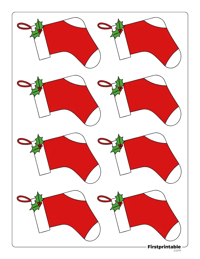 Christmas Stocking with Mistletoe Template - XS Colored Christmas Stocking with Mistletoe Template - XS Colored