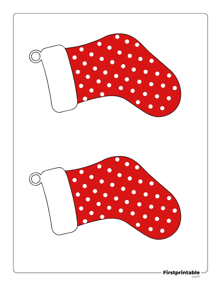 Xmas Stocking Template - Polka Dots - Medium Colored Xmas Stocking Template - Polka Dots - Medium Colored