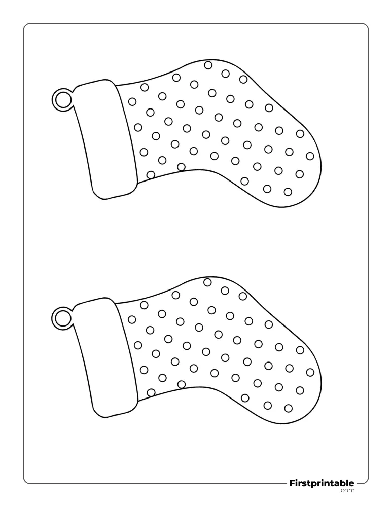 Xmas Stocking Template - Polka Dots - Medium Outline Xmas Stocking Template - Polka Dots - Medium Outline