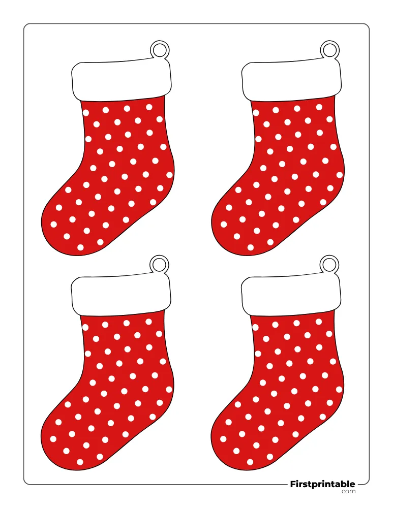 Xmas Stocking Template - Polka Dots - Small Colored Xmas Stocking Template - Polka Dots - Small Colored