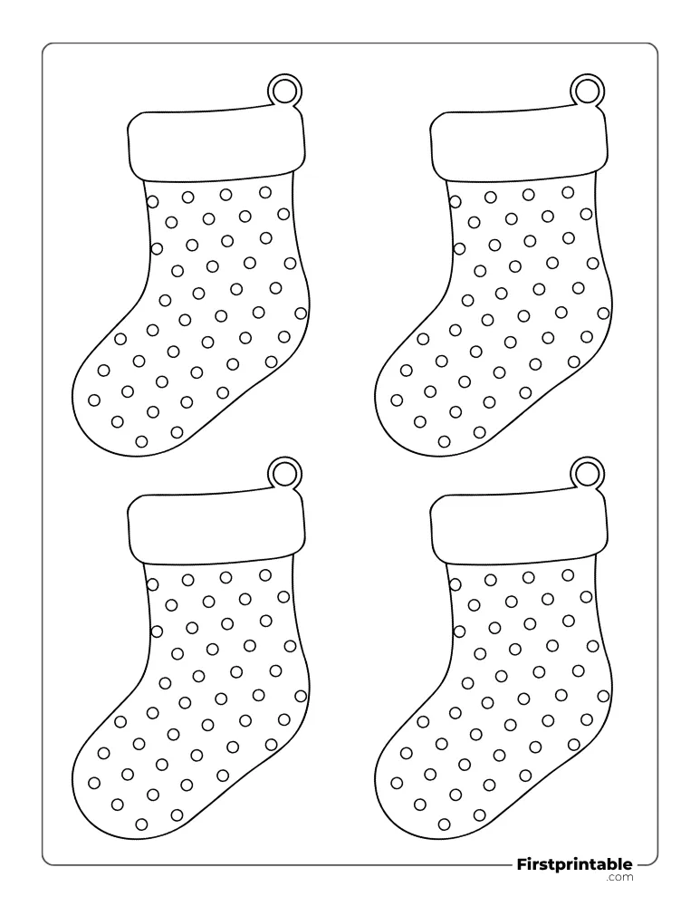 Xmas Stocking Template - Polka Dots - Small Outline Xmas Stocking Template - Polka Dots - Small Outline