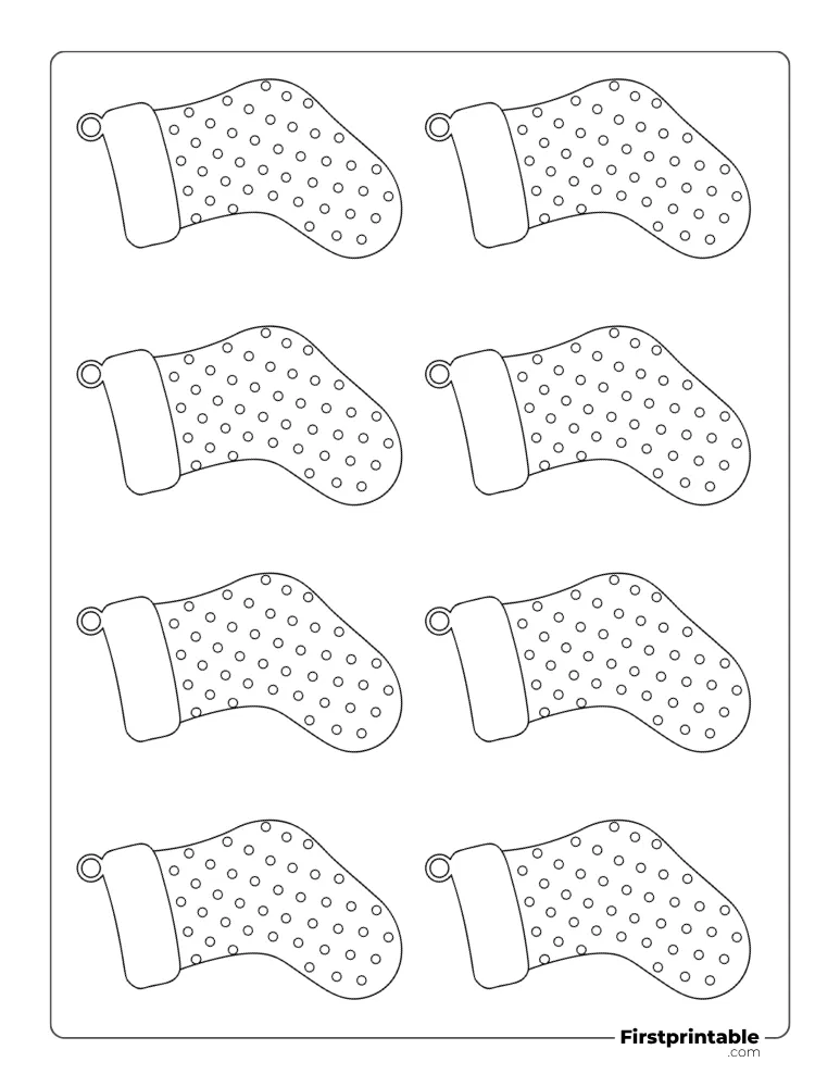 Xmas Stocking Template - Polka Dots - XS Outline Xmas Stocking Template - Polka Dots - XS Outline