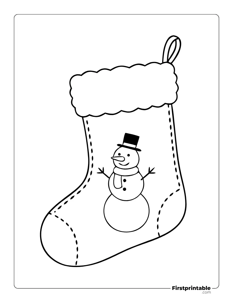 Christmas Stocking Template - Snowman - Large Outline  Christmas Stocking Template - Snowman - Large Outline