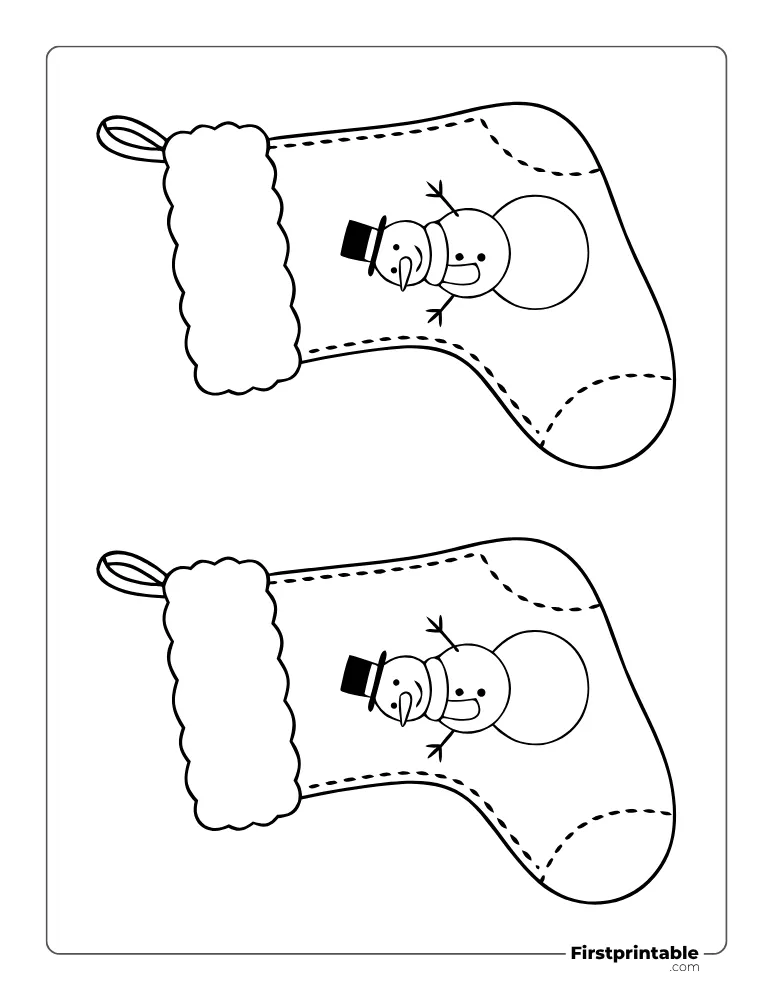 Christmas Stocking Template - Snowman - Medium Outline  Christmas Stocking Template - Snowman - Medium Outline