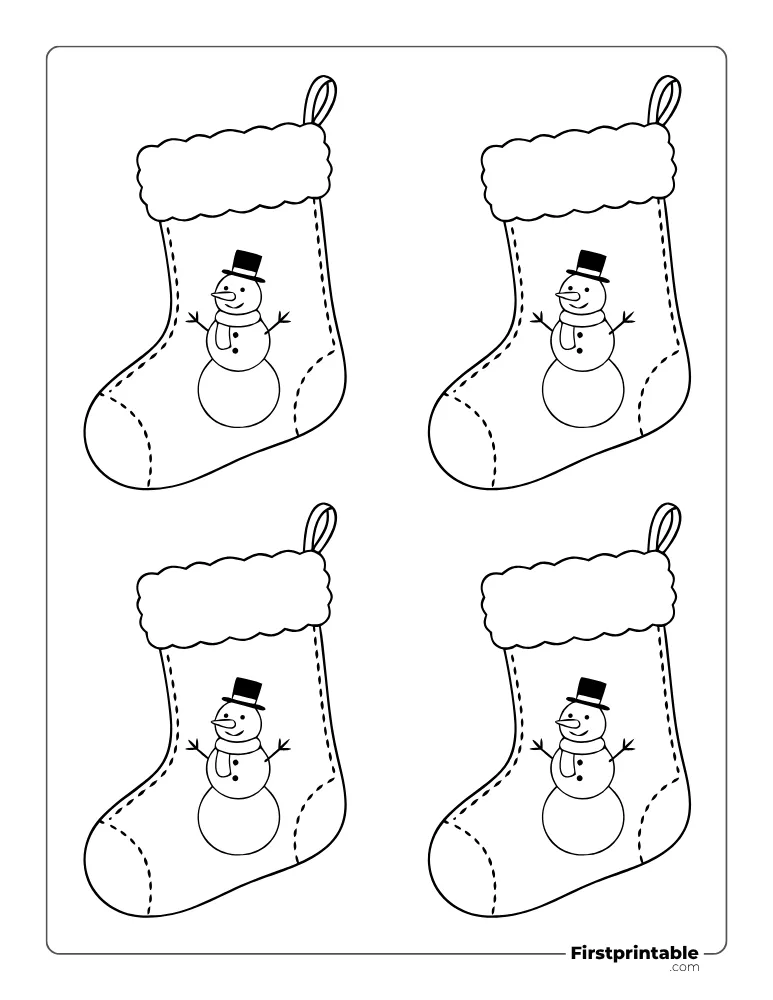 Christmas Stocking Template - Snowman - Small Outline  Christmas Stocking Template - Snowman - Small Outline
