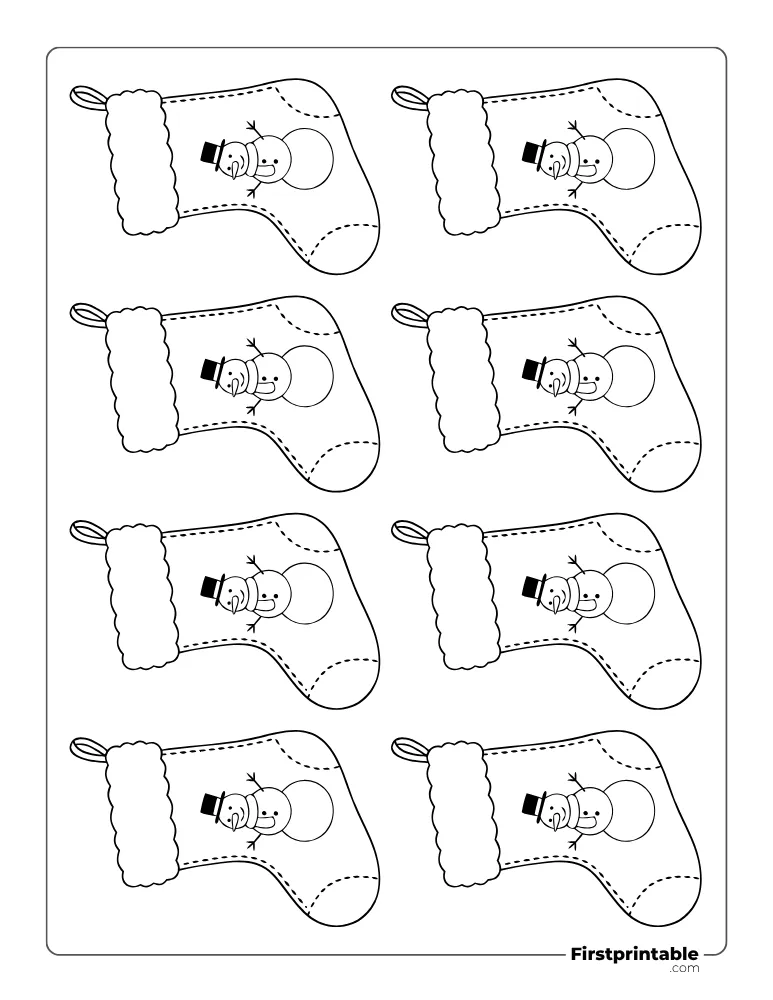 Christmas Stocking Template - Snowman - XS Outline  Christmas Stocking Template - Snowman - XS Outline