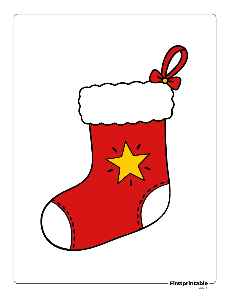 Xmas Stocking with Star Template - Large Colored Xmas Stocking with Star Template - Large Colored