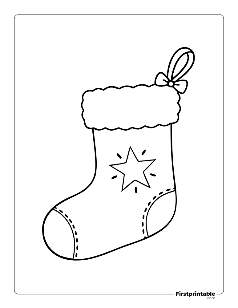 Xmas Stocking with Star Template - Large Outline Xmas Stocking with Star Template - Large Outline