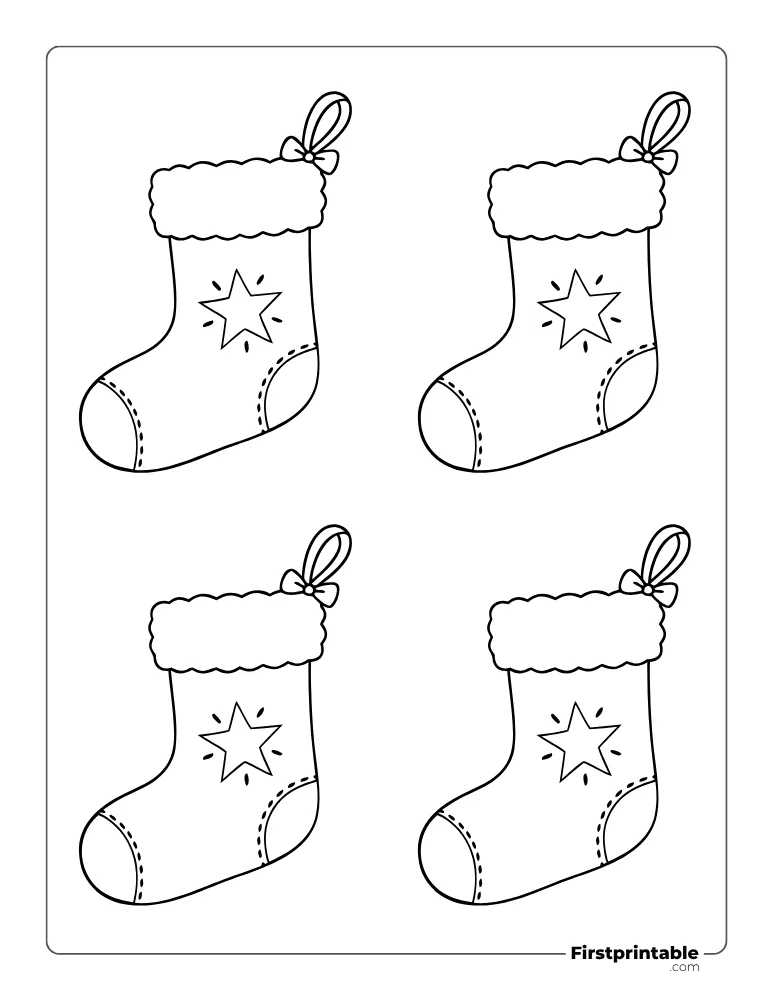 Xmas Stocking with Star Template - Small Outline Xmas Stocking with Star Template - Small Outline