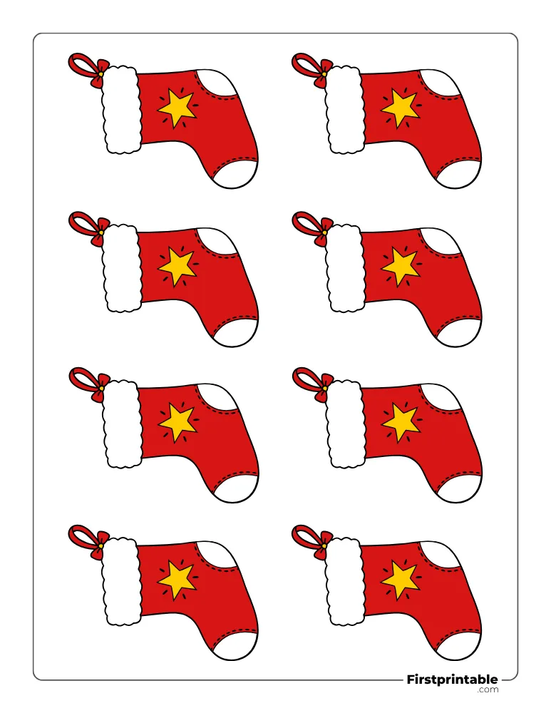 Xmas Stocking with Star Template - XS Colored Xmas Stocking with Star Template - XS Colored